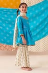 Buy_CUTE COUTURE_Blue Muslin Silk Print Bandhani And Marodi Embroidered Kurta Sharara Set _Online_at_Aza_Fashions