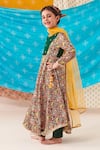 CUTE COUTURE_Green Muslin Silk Print Folklore Motif Patola Anarkali Set _Online_at_Aza_Fashions