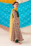 Buy_CUTE COUTURE_Green Muslin Silk Print Folklore Motif Patola Anarkali Set _Online_at_Aza_Fashions