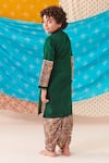 Shop_CUTE COUTURE_Green Silk Print Folklore Motif Patch Kurta With Dhoti Pant _at_Aza_Fashions