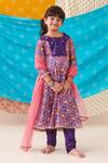 Buy_CUTE COUTURE_Purple Muslin Silk Print Folklore Motif Jaal Patola Anarkali Set _at_Aza_Fashions