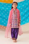 Buy_CUTE COUTURE_Purple Muslin Silk Print Mosaic Folklore Kurta Salwar Pant Set _at_Aza_Fashions