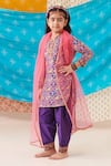 CUTE COUTURE_Purple Muslin Silk Print Mosaic Folklore Kurta Salwar Pant Set _Online_at_Aza_Fashions