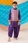 Buy_CUTE COUTURE_Purple Silk Print Elephant Motif Mosaic Bundi Kurta Set _at_Aza_Fashions