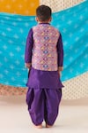 Shop_CUTE COUTURE_Purple Silk Print Elephant Motif Mosaic Bundi Kurta Set _at_Aza_Fashions