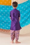 Shop_CUTE COUTURE_Purple Silk Print Ethnic Motif Folklore Patch Kurta With Dhoti Pant _at_Aza_Fashions