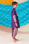 Buy_CUTE COUTURE_Purple Silk Print Ethnic Motif Folklore Patch Kurta With Dhoti Pant _Online_at_Aza_Fashions