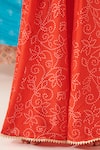 CUTE COUTURE_Red Silk Print Phool Top With Bandhani Bloom Lehenga _at_Aza_Fashions