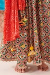 Buy_CUTE COUTURE_Red Silk Print Phool Bloom Embroidered Top And Patola Lehenga Set 