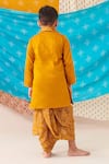 Shop_CUTE COUTURE_Yellow Silk Lace Placket Kurta And Floral Bandhani Print Dhoti Pant Set _at_Aza_Fashions