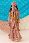 Shop_CUTE COUTURE_Yellow Silk Print Phool Bloom Blossom Embroidered Top And Patola Lehenga Set _at_Aza_Fashions