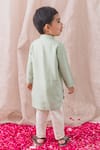 Shop_Tiber Taber_Green 100% Cotton Plain Tucks Classic Cool Kurta With Pyjama _at_Aza_Fashions