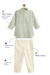 Tiber Taber_Green 100% Cotton Plain Tucks Classic Cool Kurta With Pyjama _Online_at_Aza_Fashions