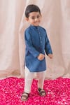 Buy_Tiber Taber_Blue 100% Cotton Plain Tucks Detail Kurta And Pyjama Set _at_Aza_Fashions