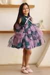 Buy_JANYAS CLOSET_Green Organza Printed Flora Tiered A-line Dress _Online_at_Aza_Fashions