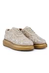 Buy_Anaar_Gold Embroidered Me And Mine Sequin Geometric Butti Sneakers _at_Aza_Fashions