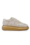 Shop_Anaar_Gold Embroidered Me And Mine Sequin Geometric Butti Sneakers _Online_at_Aza_Fashions