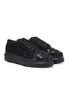 Buy_Anaar_Black Embellished Captain Chic Tonal Sequin Sneakers _at_Aza_Fashions