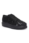 Anaar_Black Embellished Captain Chic Tonal Sequin Sneakers _Online_at_Aza_Fashions