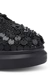 Anaar_Black Embellished Captain Chic Tonal Sequin Sneakers _at_Aza_Fashions