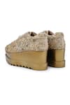 Anaar_Gold Embellished Elegante Zardozi Embroidered Wedge Sneakers _at_Aza_Fashions