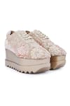 Buy_Anaar_Rose Gold Embellished Camellia Embroidered Wedge Sneakers _at_Aza_Fashions