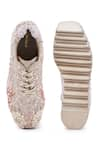 Anaar_Rose Gold Embellished Camellia Embroidered Wedge Sneakers _Online_at_Aza_Fashions