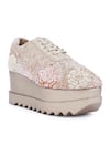 Buy_Anaar_Rose Gold Embellished Camellia Embroidered Wedge Sneakers _Online_at_Aza_Fashions