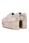 Buy_Anaar_Rose Gold Embellished Camellia Embroidered Wedge Sneakers 