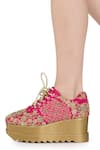 Shop_Anaar_Fuchsia Embellished Swoon Town Marodi Embroidered Wedge Sneakers 