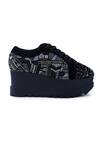 Shop_Anaar_Black Embellished No Nazar Geometric Embroidered Wedge Sneakers _Online_at_Aza_Fashions