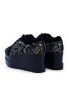 Anaar_Black Embellished No Nazar Geometric Embroidered Wedge Sneakers _at_Aza_Fashions