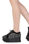 Shop_Anaar_Black Embellished No Nazar Geometric Embroidered Wedge Sneakers 