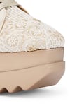 Anaar_Ivory Embellished Thumka Crew Beaded Jaali Wedge Sneakers _at_Aza_Fashions