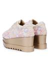 Shop_Anaar_Beige Embellished Floral Polka Resham Embroidered Wedge Sneakers _Online_at_Aza_Fashions