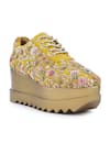 Buy_Anaar_Yellow Embellished Eternal Sunshine Resham Embroidered Wedge Sneakers _Online_at_Aza_Fashions