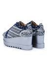 Anaar_Blue Embellished Triple Seven Stripe Embroidered Wedge Sneakers _at_Aza_Fashions