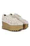 Buy_Anaar_Off White Embellished Kaleera Drop Bead Wedge Sneakers _at_Aza_Fashions