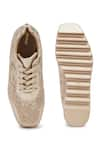 Anaar_Gold Embellished Rustique Lace Wedge Sneakers _Online_at_Aza_Fashions