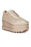 Buy_Anaar_Gold Embellished Rustique Lace Wedge Sneakers _Online_at_Aza_Fashions