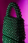 Shop_HOUSE OF EKARA_Emerald Green Beads Textured Bag _at_Aza_Fashions