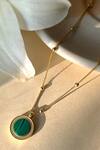 Shop_ZARIIN_Green Healing Touch Malachite Embellished Pendant Necklace _at_Aza_Fashions