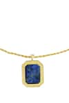 Zariin_Blue Lapis Lazuli Soul Soothe Embellished Pendant Necklace _Online_at_Aza_Fashions