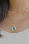 Zariin_Blue Lapis Lazuli Soul Soothe Embellished Pendant Necklace _at_Aza_Fashions