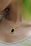 Zariin_Black Onyx Soul Soothe Embellished Pendant Necklace _at_Aza_Fashions