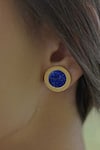 Zariin_Blue Lapis Lazuli Tranquil Life Stud Earrings _at_Aza_Fashions