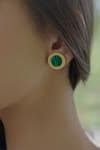 Zariin_Green Malachite Tranquil Life Stud Earrings _at_Aza_Fashions