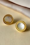 Shop_ZARIIN_White Tranquil Life Mother Of Pearl Stud Earrings _at_Aza_Fashions