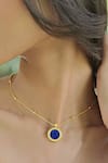 Zariin_Blue Lapis Lazuli Healing Touch Pendant Necklace _at_Aza_Fashions