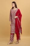 Buy_Aham-Vayam_Red Georgette Embroidery Zari Thread Round Meer Mughal Kurta Set _at_Aza_Fashions